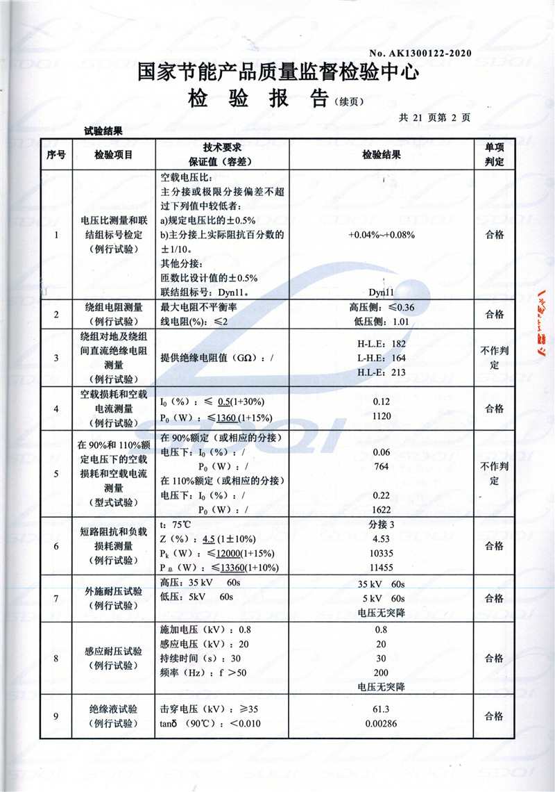 高低压试验报告-S11-1250沁源沁源沁源油浸式变压器-2.jpg